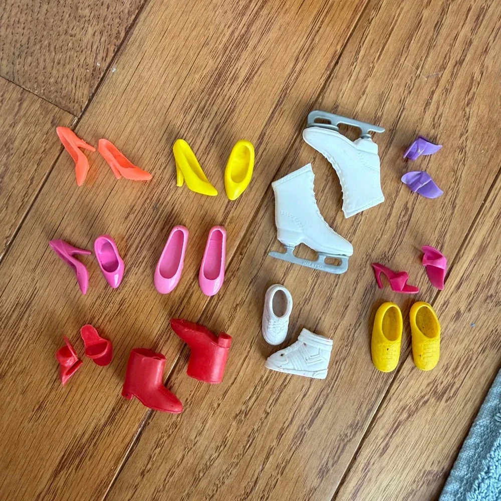 Vintage Doll Shoes Lot Mixed Styles Heels Boots Ice Skates Sneakers Multi Color